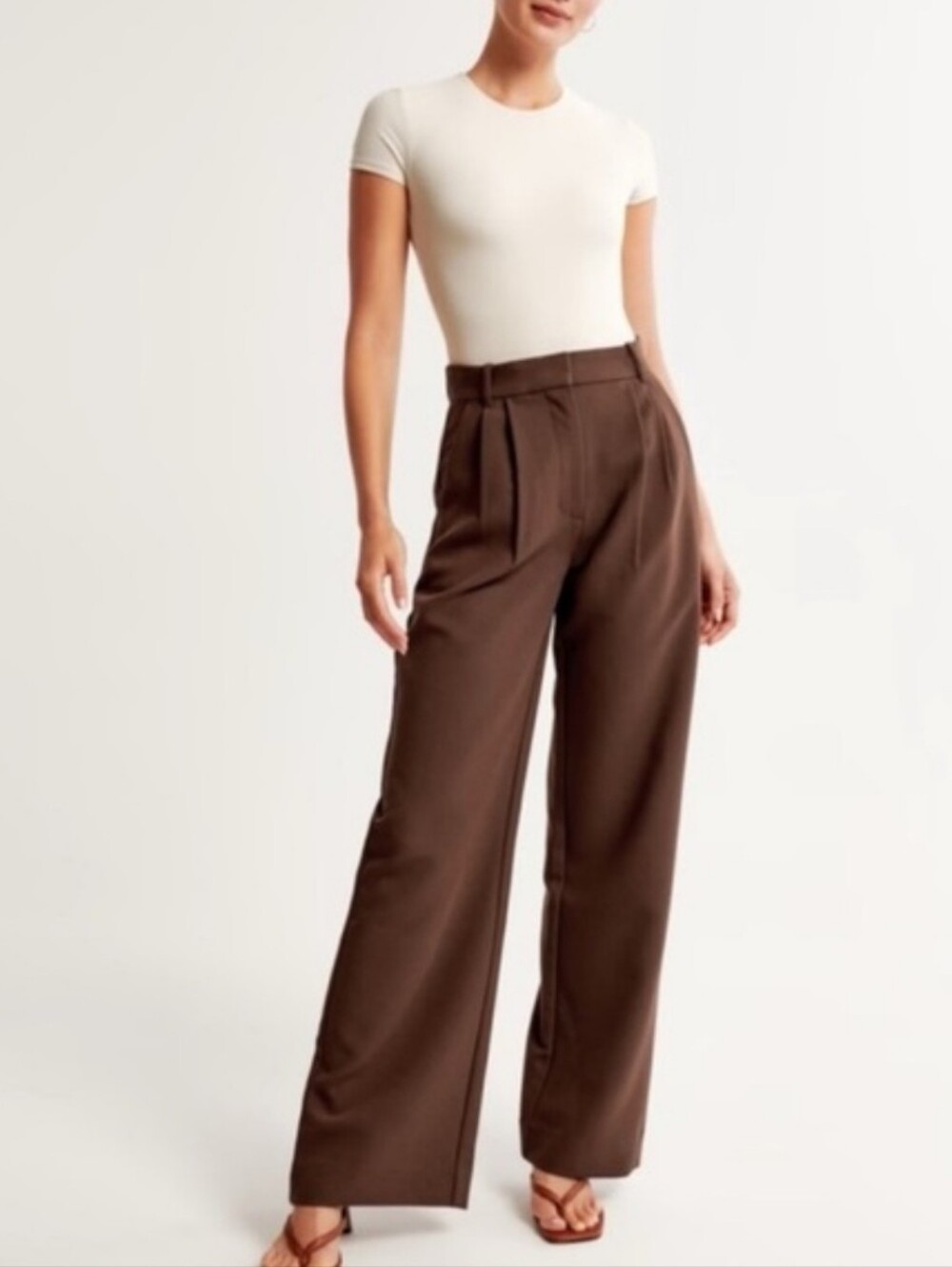 Abercrombie Sloane Tailored Wide Leg Pant Brown Size 26
